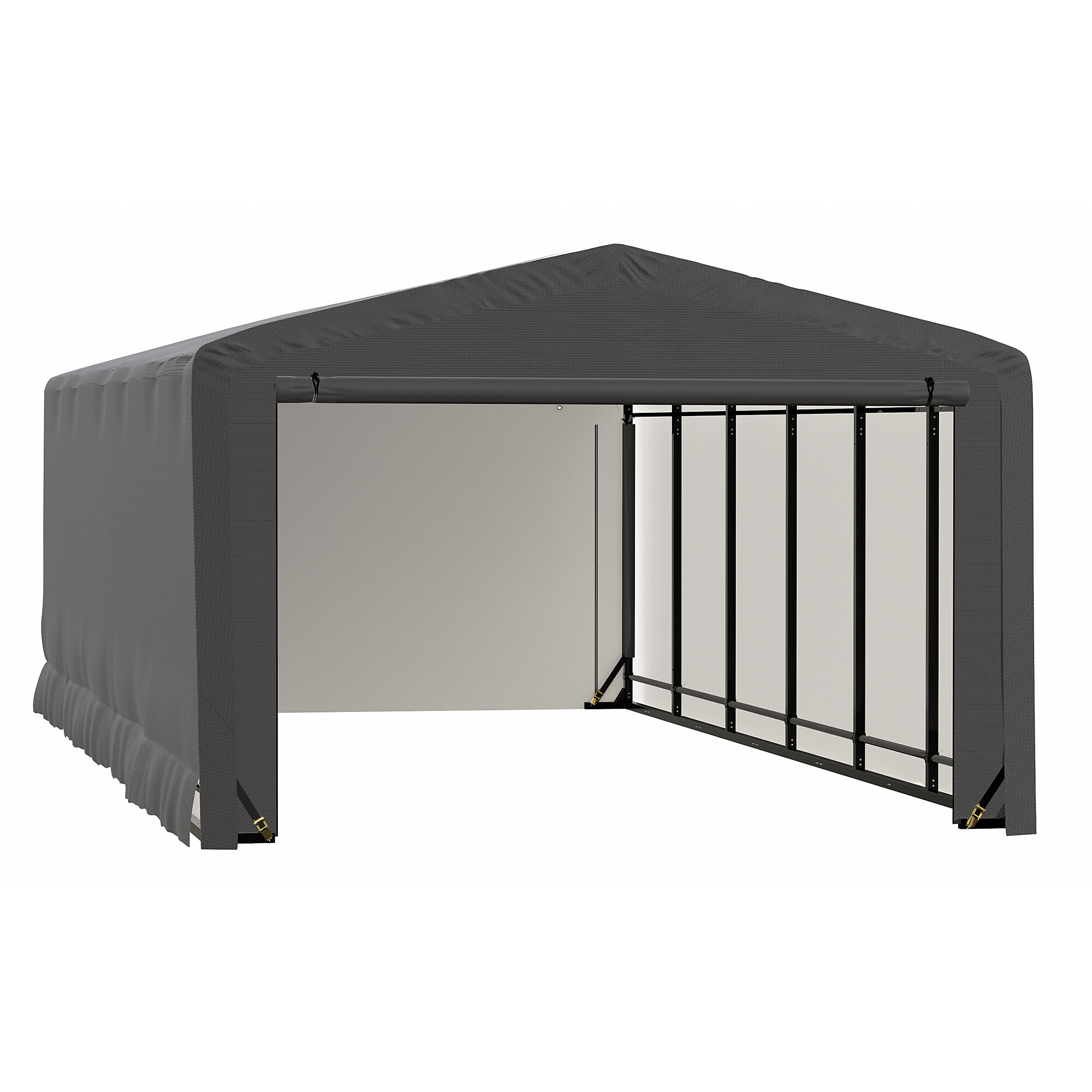 ShelterLogic ShelterTube Wind and Snow Rated Garage - 12ft. x 23ft. x 10ft., Industrial-Strength Steel Frame, Waterproof Fabric, Gray, Model# SQAACC0103C01202310